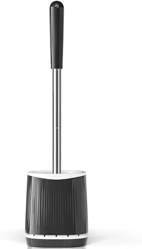 TRENTI Toilet Brush and Holder Set - Bristles Bowl Brush Head with Ventilated Holder, Wall Mounted Compact Set for Bathroom Deep Cleaning