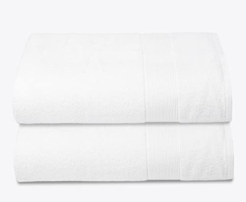 Belizzi Home Premium Cotton Oversized 2 Pack Bath Sheet 35x70-100% Pure Cotton - Ideal for Everyday use - Ultra Soft & Highly Absorbent - Machine Washable - White
