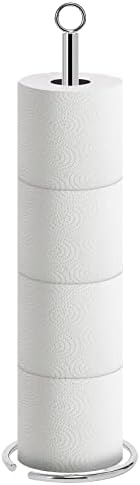 NearMoon Bath Toilet Paper Holder Stand, Freestanding Tissue Paper Storage with Reserve, Space Toilet 4 Rolls Holder for Bathroom/Kitchen Countertop-All Metal (1 Pack, Chrome Finish)