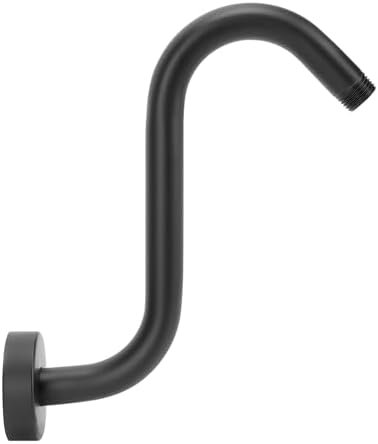 NearMoon S Shaped Shower Head Riser Arm, Shower Extender Arm with Flange, Standard 1/2" Connection- Bathroom Accessory (8 Inch, Matte Black)