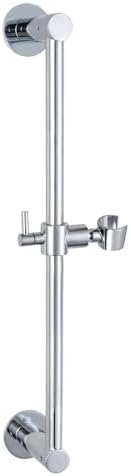 Shower Slide Bar Adjustable Handheld Shower Head Holder Wall Mount - 15inch All-Metal Shower Head Slide Bar Compatible with Bathroom Drill Free Glue Installation - Brushed