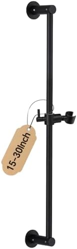 Shower Slide Bar Adjustable Handheld Shower Head Holder Wall Mount - 30inch All-Metal Shower Head Slide Bar Compatible with Bathroom Drill Free Glue Installation - Black