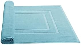 Feather & Stitch 2 Piece Towel Like Bath Mats (30x21 Inch) 100% Cotton Terry Bath Mats, Bathroom Shower Floor Mats [NOT A Bathroom Rug], Soft Absorbent Washable Mats - Aqua