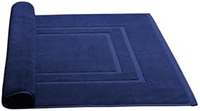 Feather & Stitch 2 Piece Towel Like Bath Mats (30x21 Inch) 100% Cotton Terry Bath Mats, Bathroom Shower Floor Mats [NOT A Bathroom Rug], Soft Absorbent Washable Mats - Navy Blue