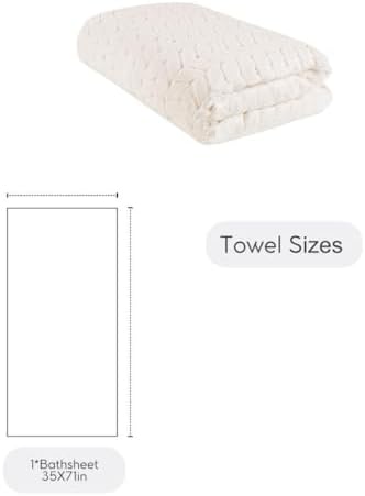 BAGNO MILANO Turkish Cotton Bath Towels, Hand Towels - Soft Plush Jacquard Collection - Highly Absorbent Towel Set (Cream, Bath Sheet 35x70)