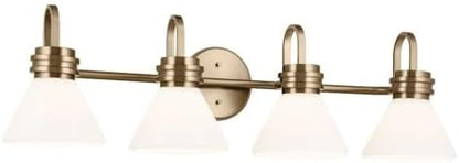 Kichler Farum 34" 4-Light Vanity Light with Opal Glass in Champagne Bronze, for Single or Double Vanity, Oveer a Mirror, Powder Room, Bathroom, (34" W x 9.5" H), 55156CPZ