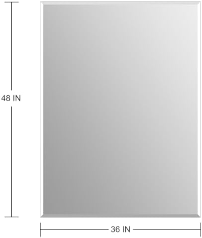 Frameless Wall Mirror 48” x 36“ Bathroom Mirror for Over Sink Beveled Edge
