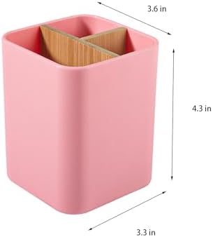 Bamboo Toothbrush Holder for Bathrooms Toothpaste Organizer - Pink
