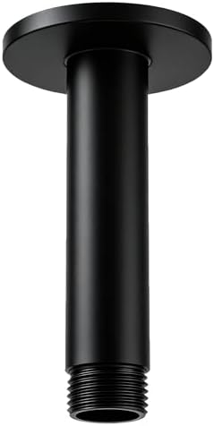 Straight Shower Arm with Flange, 6 Inch, Matte Black