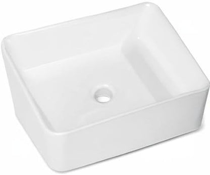 Rectangular Vessel Sink - 18" x 13" Modern Bathroom Vessel Sink White Porcelain Ceramic Rectangle Above Counter Vessel Vanity Sink Art Basin