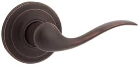 Kwikset Tustin Dummy Door Handle, Single Sided Lever for Closets, French Double Doors, and Pantry, Venetian Bronze Non-Turning Left Handed Interior Push/Pull Lever, with Microban Protection