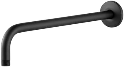 OFFO Shower Arm with Flange, 12 in Wall Mount Replacement Angle Shower Head Arm Wall-Mounted For Fixed Shower Head & Handheld Showerhead, Matte Black