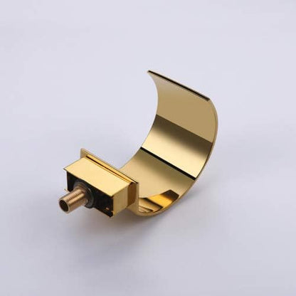 Sprinkle Elegant Waterfall Double Handle Bathroom Sink Faucet Arc Waterfall Spout Bathtub Filler Widespread Bathroom Faucet Gold