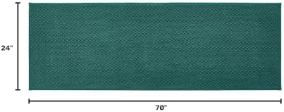 TYUU Bathroom Runner Rugs, Long Bath Mat Runner Washable Thin Quick Dry Low Pile Bathroom Runner Rugs Non Slip, Dark Green 24"x70"