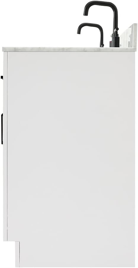 ARIEL Hepburn 72-inch Bathroom Vanity with Sink,Solid Wood, 0.75-inch Italian Carrara Marble Countertop & Backsplash, Double Oval Porcelain Sink, 4 Soft Closing Doors, 6 Dovetail Drawers, White