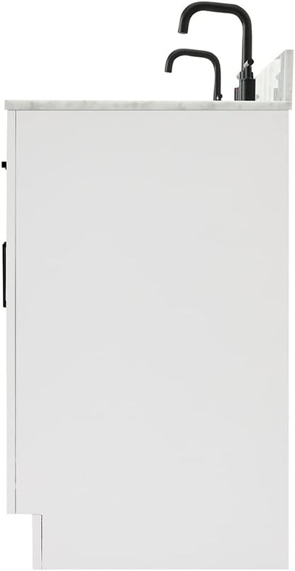 ARIEL Hepburn 72-inch Bathroom Vanity with Sink,Solid Wood, 0.75-inch Italian Carrara Marble Countertop & Backsplash, Double Oval Porcelain Sink, 4 Soft Closing Doors, 6 Dovetail Drawers, White
