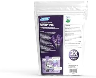 Camco TST MAX RV Toilet Treatment Drop-INs | Control Unwanted Odors and Break Down Waste and Tissue | Septic Tank Safe | Lavender Scent | 30-pack (41559)