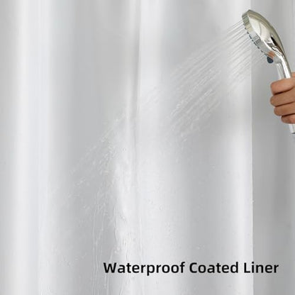 Colorful Star White No Hook Waffle Shower Curtain with Liner, 72 x 81 Inch