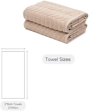 BAGNO MILANO Turkish Cotton Bath Towels, Hand Towels - Soft Plush Jacquard Collection Luxury Towels Set (Latte, Bath Towel Set of 2)