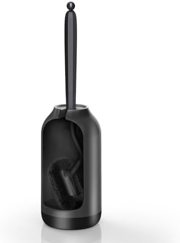 HAMITOR Toilet Bowl Brush Holder Set: Bathroom Deep Cleaning Scrubber