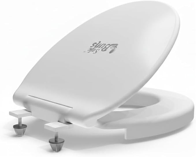 Safe Buns Round Toilet Seat - Patented Dual Lock Rims with Four Slip-Resistant Bumpers - Soft Close Toilet Seat with 100% Polypropylene for Durability - Easy Clean & Universal Fit for all Toilets