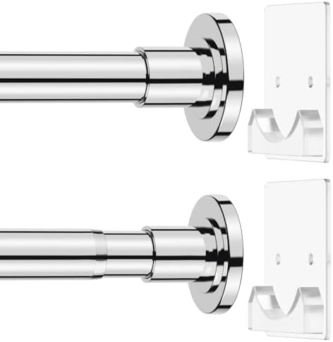 CorkLatta Chrome Adjustable Shower Curtain Rod 32 to 68 inch with 2 Holders