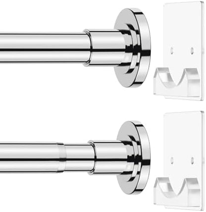 CorkLatta Chrome Adjustable Shower Curtain Rod 32 to 68 inch with 2 Holders