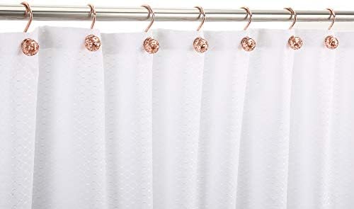 CHICTIE Rose Gold Shower Curtain Hooks Rings,Set of 12 Decorative Shower Curtain Hooks,Metal Rustproof Shower Rings for Bathroom