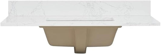 Ceres 37" Engineered Stone Vanity Top in Grain White with Single White Sink