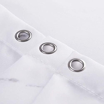 Grey Marble Shower Curtains for Bathroom, Grey White Fabric Shower Curtain with Hooks,Decorative Bathroom Accessories,Water Proof,Reinforced Metal Grommets,Narrow 36W x 72L