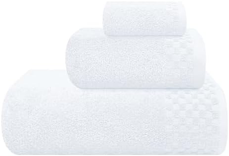 MyOwn Ultra Soft 3 Pack Cotton Towel Set, Contains a Bath Towels 28x55 inch, a Hand Towels 16x24 inch & a Wash Coths 12x12 inch, Ideal Everyday use, Compact & Lightweight - White