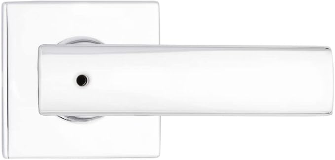 Kwikset Breton Interior Privacy Door Handle with Lock 2 Pack, Door Lever for Bathroom and Bedroom, Polished Chrome Reversible Keyless Turn Lock