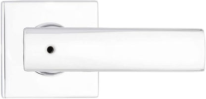 Kwikset Breton Interior Privacy Door Handle with Lock 2 Pack, Door Lever for Bathroom and Bedroom, Polished Chrome Reversible Keyless Turn Lock