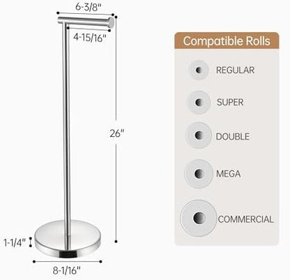 KES Toilet Paper Holder Stand, 26" H, Polished, T304 Stainless Steel