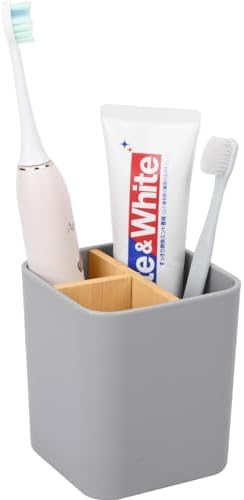 Bamboo Toothbrush Holder for Bathrooms Toothpaste Organizer - Gray