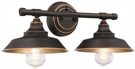 Westinghouse 6132900 Iron Hill Vintage-Style Two Light LED Indoor Wall Fixture, Oil Rubbed Bronze Finish with Highlights