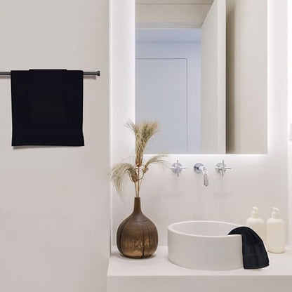 Belizzi Home Ultra Soft Cotton 6 -Piece Hand Towel Set 16x24, Ideal for use in Bathroom, Kitchen, Gym, Spa - Compact, Eco-Friendly, Lightweight - Multi Purpose Hand Towels - Black