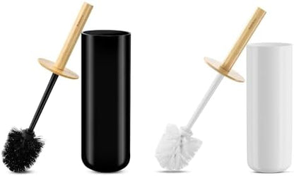 Black Toilet Bowl Brush and Holder Set,Cute Rv Bamboo Cleaner Scrubber