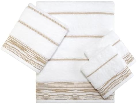 Nicole Miller - Towel Set, Heavyweight & Absorbent Jacquard Woven Cotton Towels, Set of 4, Dorm Room Essentials (Sydney Collection)