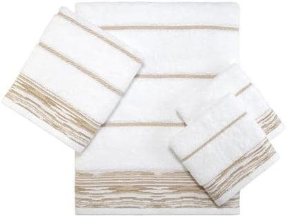 Nicole Miller - Towel Set, Heavyweight & Absorbent Jacquard Woven Cotton Towels, Set of 4, Dorm Room Essentials (Sydney Collection)