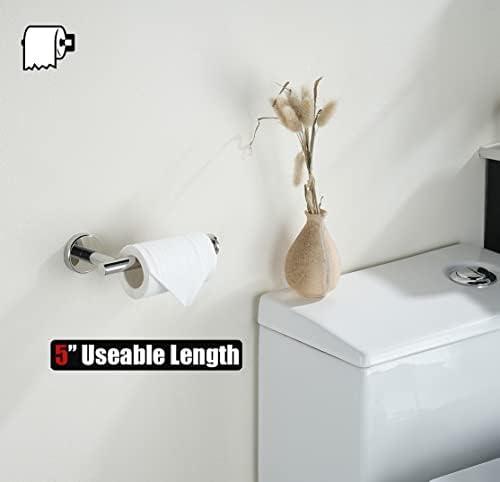 JQK Chrome Toilet Paper Holder, 5 Inch 304 Stainless Steel Thick 8mm Tissue Paper Dispenser for Bathroom, Hold Mega Rolls, Polished Chrome Wall Mount, 2 Pack, TPH120-CH-P2