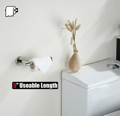JQK Chrome Toilet Paper Holder, 5 Inch 304 Stainless Steel Thick 8mm Tissue Paper Dispenser for Bathroom, Hold Mega Rolls, Polished Chrome Wall Mount, 2 Pack, TPH120-CH-P2