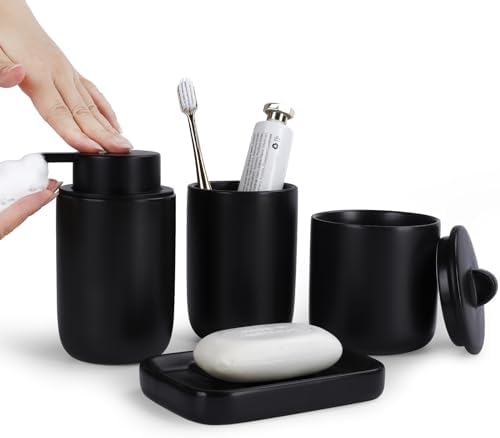 BosilunLife Black Ceramic Bathroom Accessories Set of 4