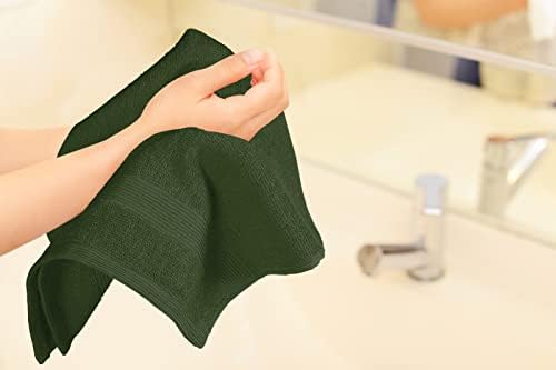 Belizzi Home Ultra Soft 6-Piece Hand Towel Set 16x28-100% Ringspun Cotton - Durable & Highly Absorbent Hand Towels - Ideal for use in Bathroom, Kitchen, Gym, Spa & General Cleaning - Olive Green