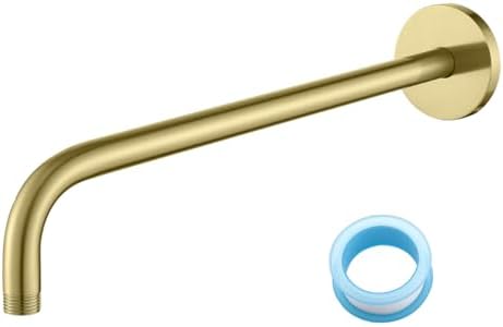 Stainless Steel Shower Head Extension Arm Wall Mounted Rainfall Shower Tube Bathroom Hardwares Accessories 16 Inch Brushed Gold,SW-RD91018-16BG.