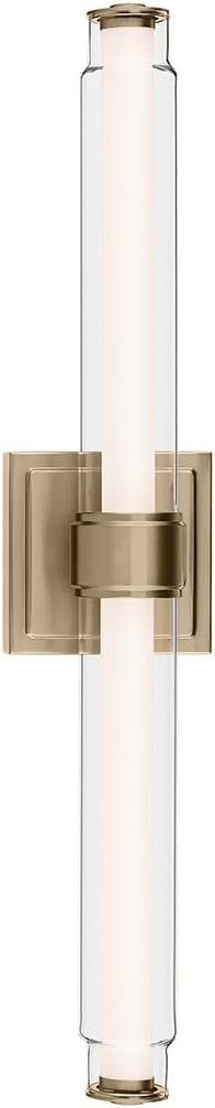Kichler Laurene LED Bath Bar Light, Champagne Bronze | Linear vanity light with clear glass for bathroom mirrors (26.5" x 5"), 55238CPZLED