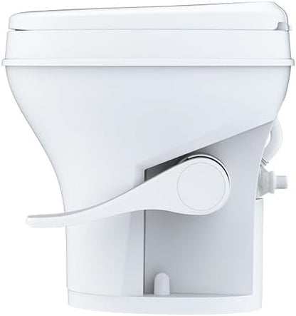 SEAFLO Residential Height Camper/RV Toilet with Sprayer Attachment, 18.5” Standard Height, Gravity Flush System, Foot Pedal Operation, Soft Close Seat, 4-Year Warranty (With Sprayer Attachment)