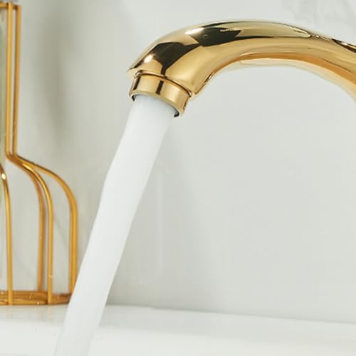 Vintage Brass Bathroom Faucet, Single Handle Mixer Tap, 1 Hole Hot & Cold Water, High-Arc Design, Luxurious Gold Finish, Ideal for Sink & Kitchen.