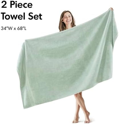Madison Park Cotton Bath Sheet 2 Piece Oversized, 800GSM, 34" x 68" Seafoam