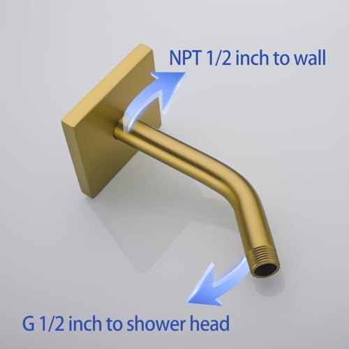 Stainless Steel Shower Arm Wall Mounted Shower Head Extension Pipe Bathroom Accessories 6 Inch Champagne Bronze,SW-91018-6CB-SQ.
